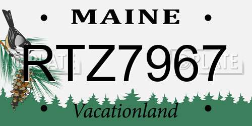 RTZ7967 Maine License Plate