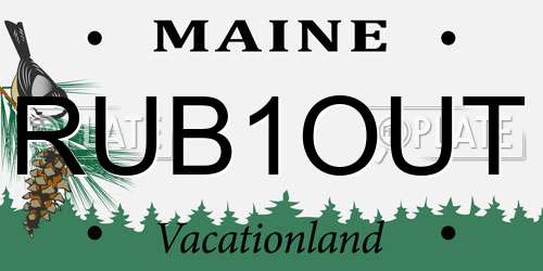 RUB1OUT Maine License Plate