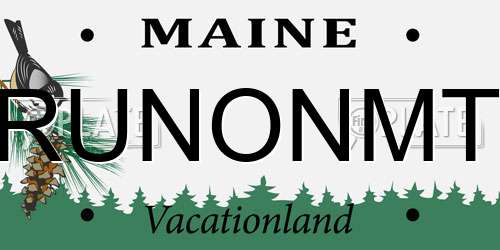 RUNONMT Maine License Plate