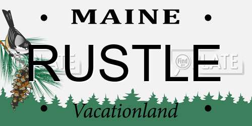 RUSTLE Maine License Plate