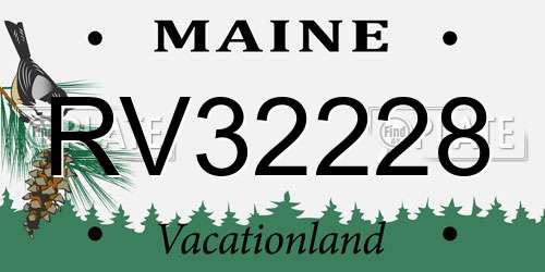 RV32228 Maine License Plate