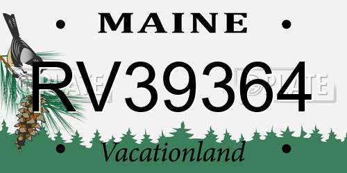 RV39364 Maine License Plate