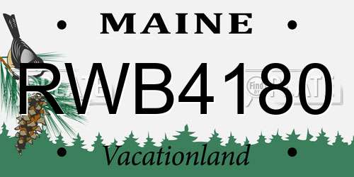 RWB4180 Maine License Plate