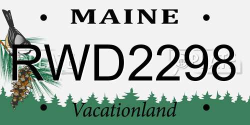 RWD2298 Maine License Plate
