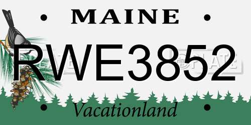 RWE3852 Maine License Plate