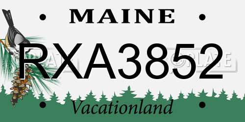 RXA3852 Maine License Plate