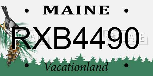 RXB4490 Maine License Plate