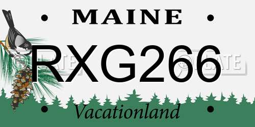 RXG266 Maine License Plate