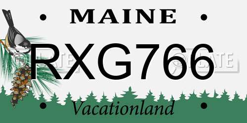 RXG766 Maine License Plate