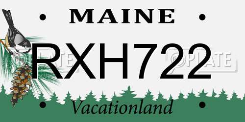 RXH722 Maine License Plate