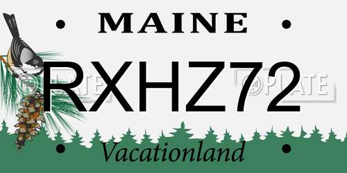 RXHZ72 Maine License Plate