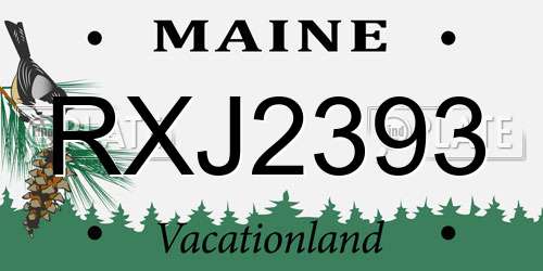 RXJ2393 Maine License Plate