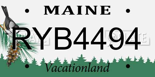 RYB4494 Maine License Plate