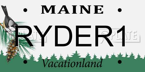 RYDER1 Maine License Plate