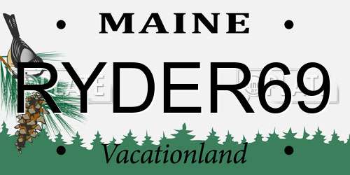 RYDER69 Maine License Plate