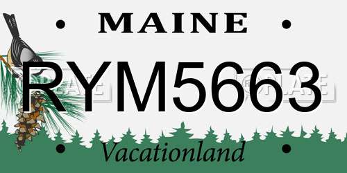 RYM5663 Maine License Plate