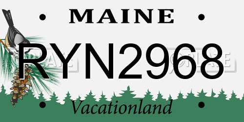 RYN2968 Maine License Plate