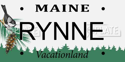 RYNNE Maine License Plate