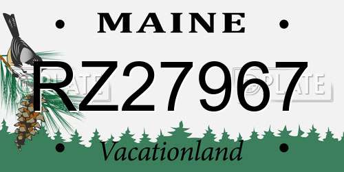RZ27967 Maine License Plate