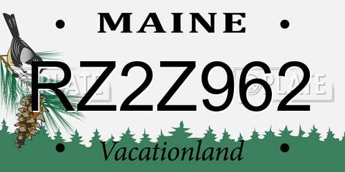 RZ2Z962 Maine License Plate