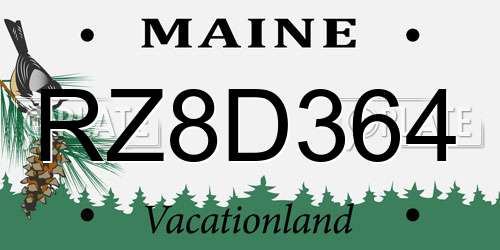 RZ8D364 Maine License Plate