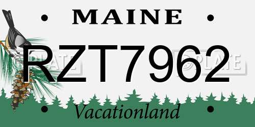 RZT7962 Maine License Plate