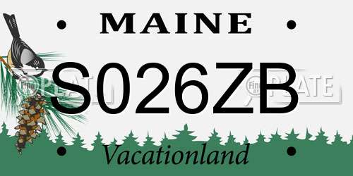 S026ZB Maine License Plate