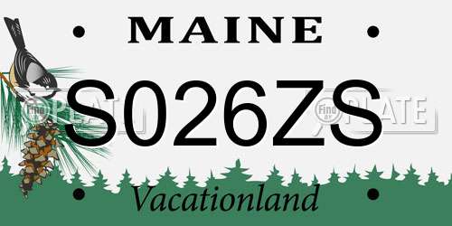 S026ZS Maine License Plate