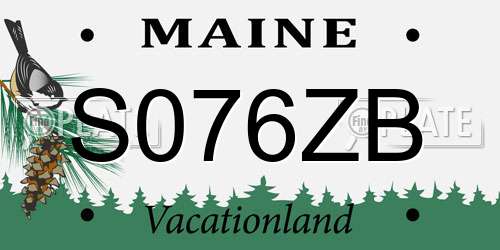 S076ZB Maine License Plate