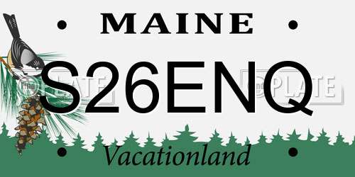 S26ENQ Maine License Plate