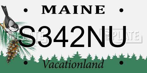S342NU Maine License Plate