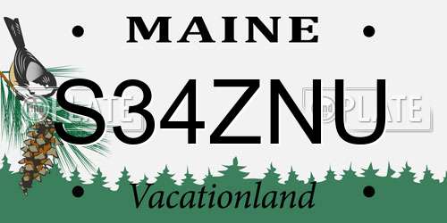 S34ZNU Maine License Plate