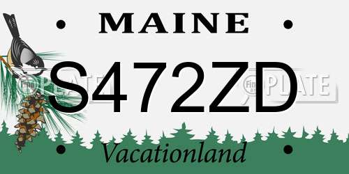 S472ZD Maine License Plate