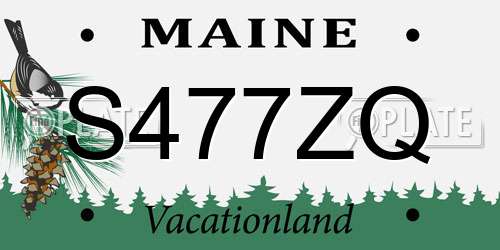 S477ZQ Maine License Plate