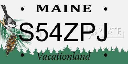 S54ZPJ Maine License Plate