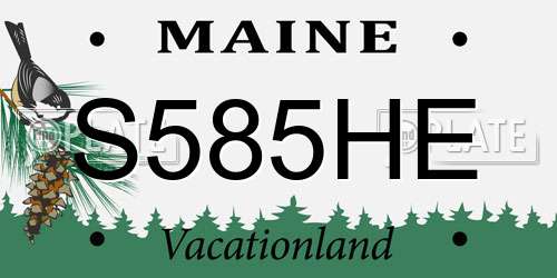 S585HE Maine License Plate