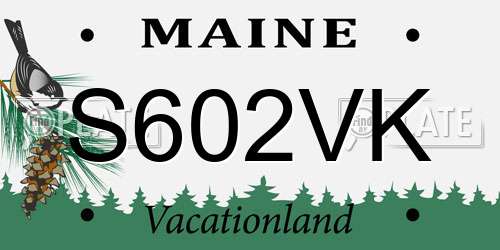 S602VK Maine License Plate