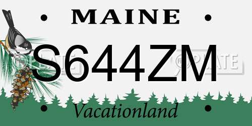 S644ZM Maine License Plate
