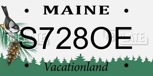 S728OE Maine License Plate