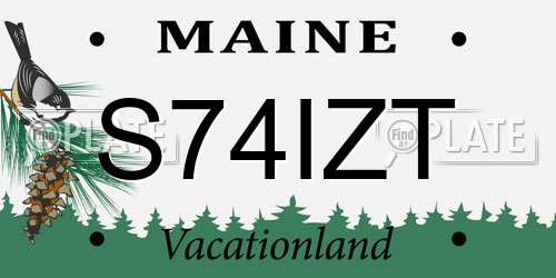 S74IZT Maine License Plate