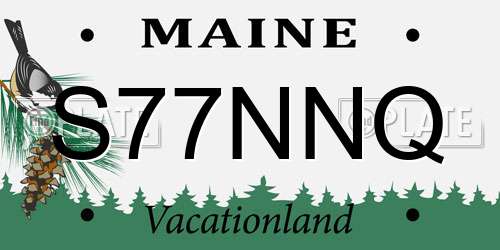 S77NNQ Maine License Plate