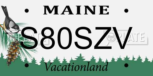 S80SZV Maine License Plate
