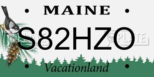 S82HZO Maine License Plate