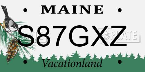S87GXZ Maine License Plate
