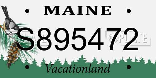 S895472 Maine License Plate