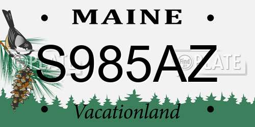 S985AZ Maine License Plate