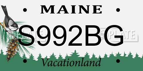 S992BG Maine License Plate