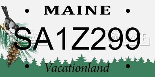 SA1Z299 Maine License Plate