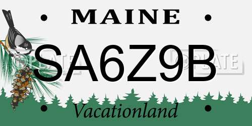 SA6Z9B Maine License Plate