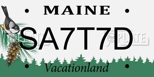 SA7T7D Maine License Plate